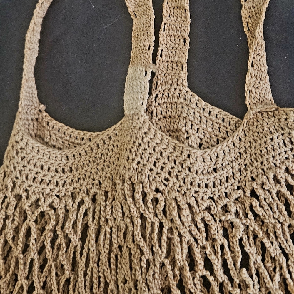 Handcrafted Tan Crochet Tote Bag